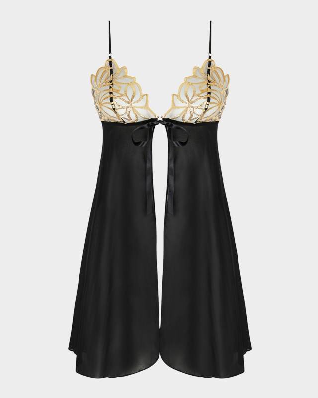 Eclats D'Or Metallic Embroidered Voile Babydoll